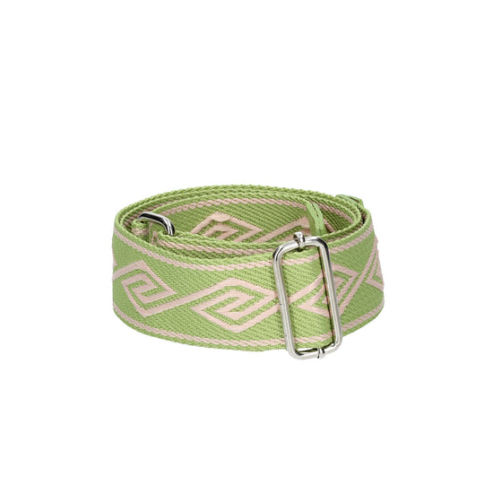 Taschenriemen|Wechselriemen in Grün Raute mit Karabiner Silber - leder-accessoires.com