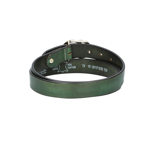Ledergürtel 30mm in Grün mit GG-Schließe in Light Gold - leder-accessoires.com