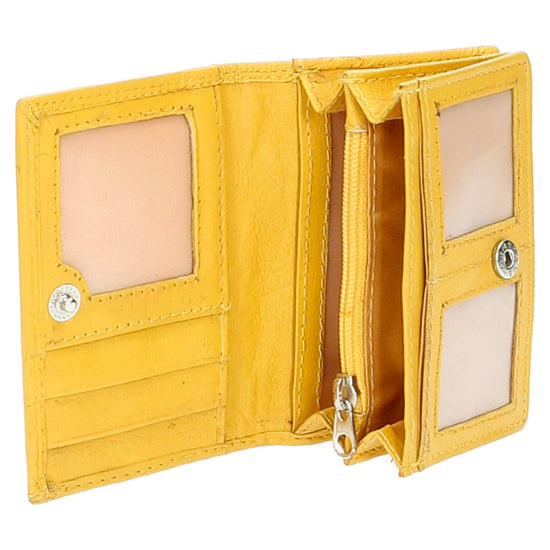 Minibörse im Querformat in Gelb aus Leder - leder-accessoires.com