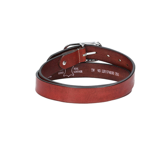 Ledergürtel 30mm in Rot mit Strass-Schließe in Silber - leder-accessoires.com