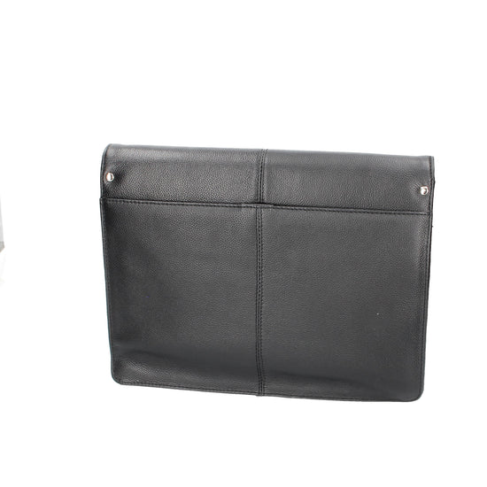 Schreib-|Dokumentenmappe A4 in Schwarz mit Überschlag - leder-accessoires.com