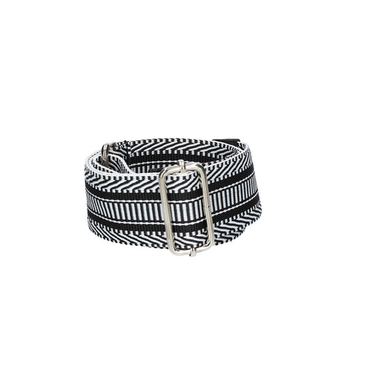 Taschenriemen|Wechselriemen in Schwarz| Weiß mit Karabiner Silber - leder-accessoires.com