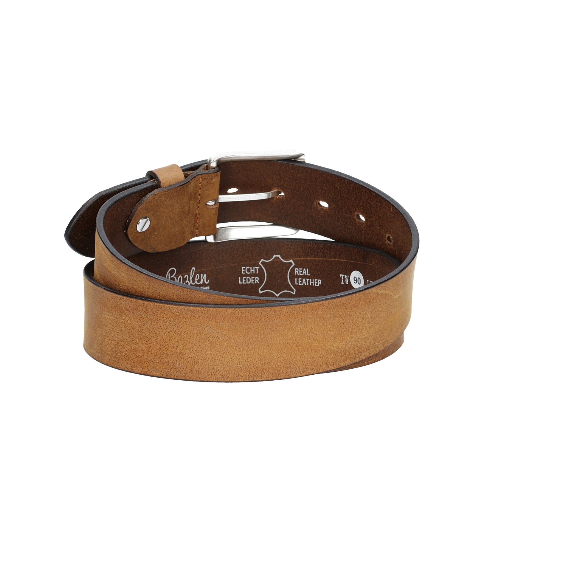 Ledergürtel Gelb|Ocker 40mm mit Dornschließe in Silber - leder-accessoires.com