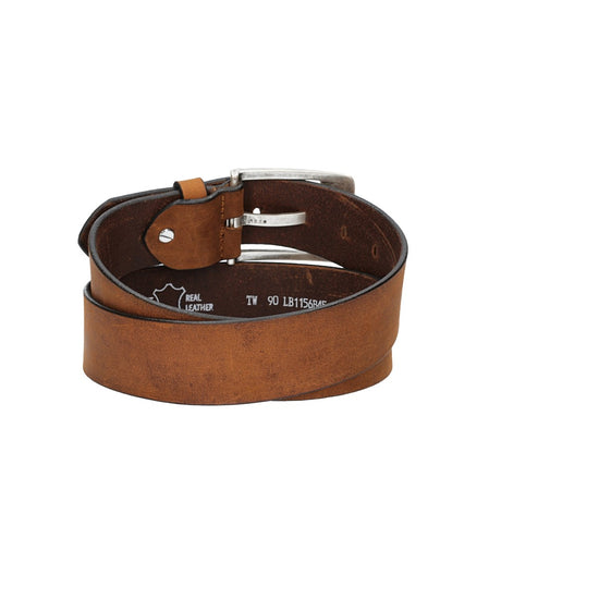Ledergürtel Cognac 45mm mit Dornschließe in Silber - leder-accessoires.com