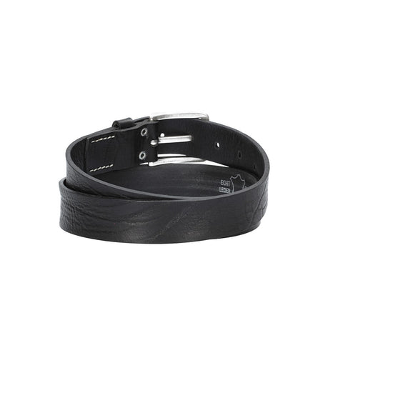Hochwertiger Ledergürtel 35mm in Schwarz mit rustikaler Schließe in Silber - leder-accessoires.com