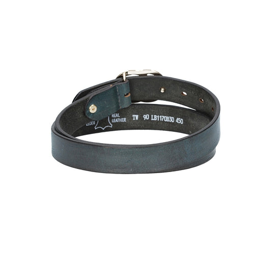 Ledergürtel 30mm in Blau mit GG-Schließe in Light Gold - leder-accessoires.com