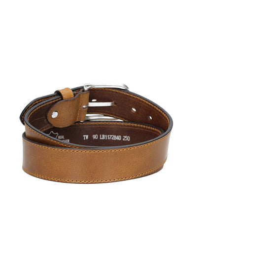Ledergürtel Gelb|Ocker 40mm abgenäht mit Dornschließe in Silber - leder-accessoires.com