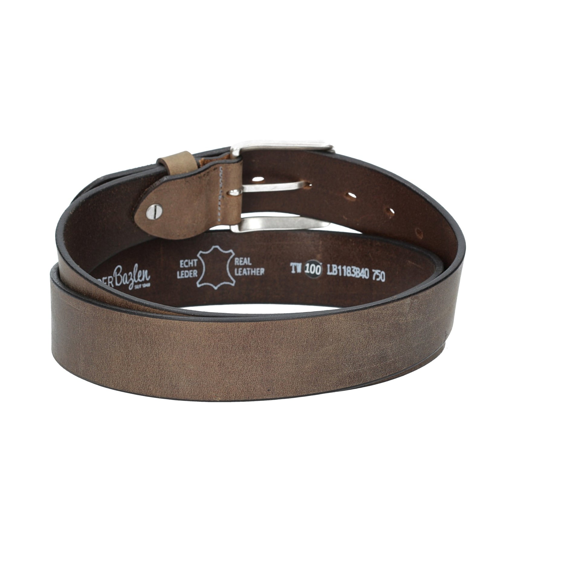 Ledergürtel Grau 40mm mit Dornschließe in Silber - leder-accessoires.com