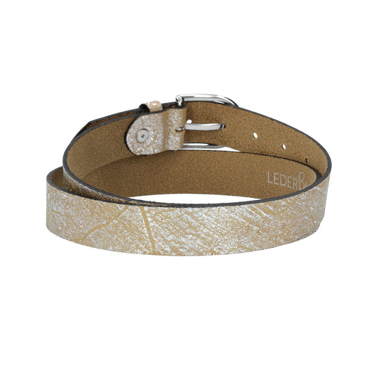 Ledergürtel Gold|Beige 30mm mit Dornschließe in Silber - leder-accessoires.com