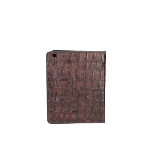 Tablethülle 19 x 24 cm Braun aus Leder mit Krokoprägung - leder-accessoires.com