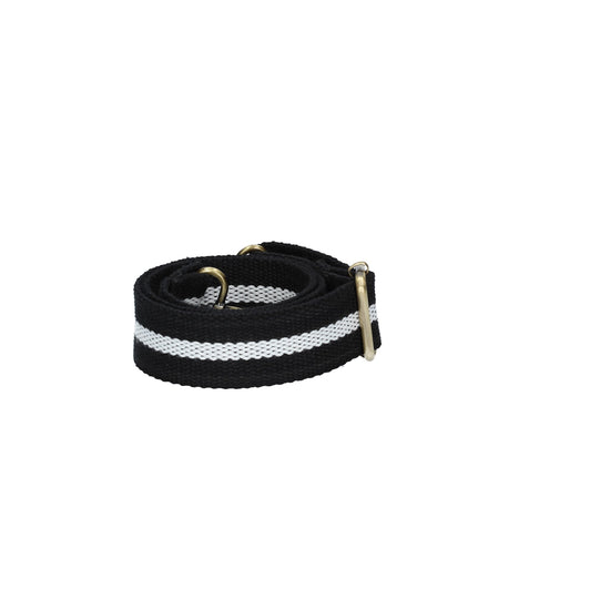 Taschenriemen|Wechselriemen in Schwarz Weiss mit Karabiner Gold - leder-accessoires.com
