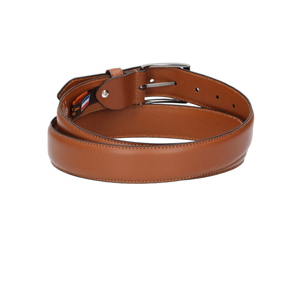 Herren-|Anzugsgürtel 35mm abgenäht in Cognac aus Leder - leder-accessoires.com