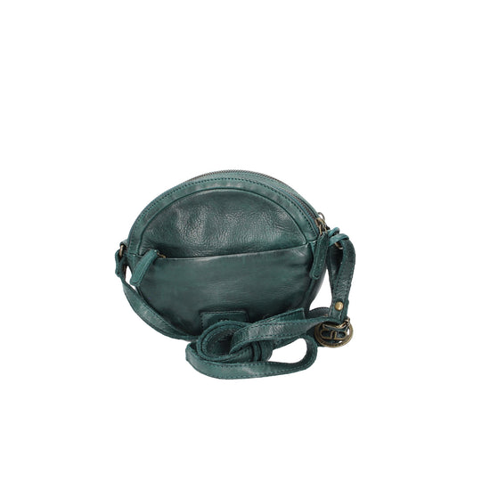 SALE Handtasche rund in Petrol mit Flechtoptik aus Leder - leder-accessoires.com