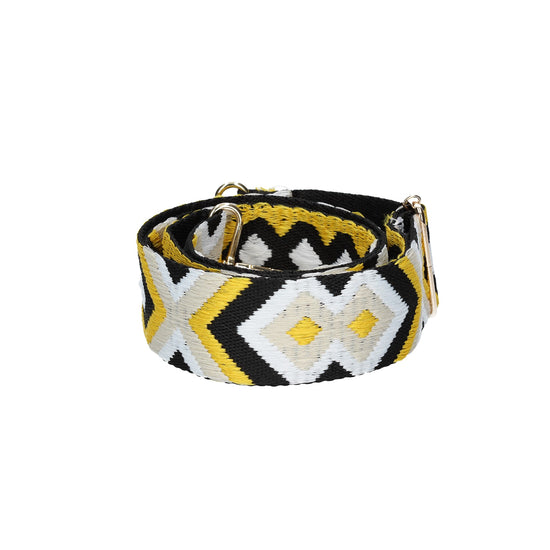 Taschenriemen|Wechselriemen Gelb Boho-Style mit Karabiner Gold - leder-accessoires.com