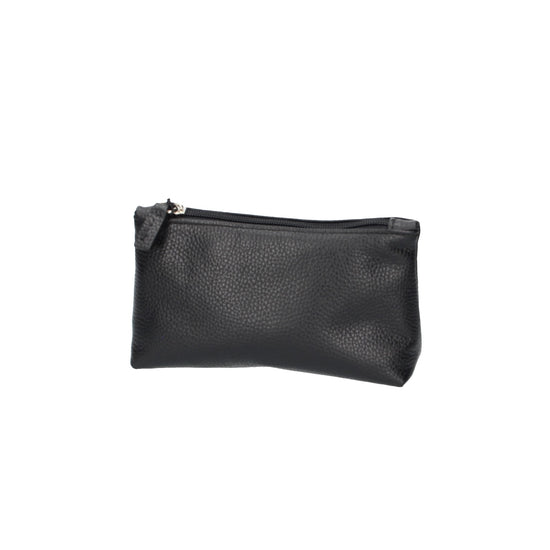 Kosmetiktasche| Kulturbeutel Maxima 18x7x11cm in Schwarz aus Leder - leder-accessoires.com