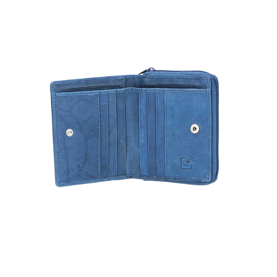 Geldbörse Hochformat mit separatem Münzfach in Blau|Navy aus Leder - leder-accessoires.com