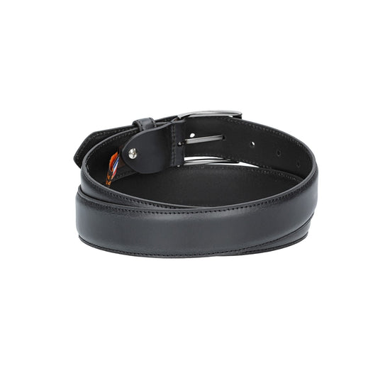 Herren-|Anzugsgürtel 35mm in Schwarz abgenäht aus Vollrindleder bombiert - leder-accessoires.com