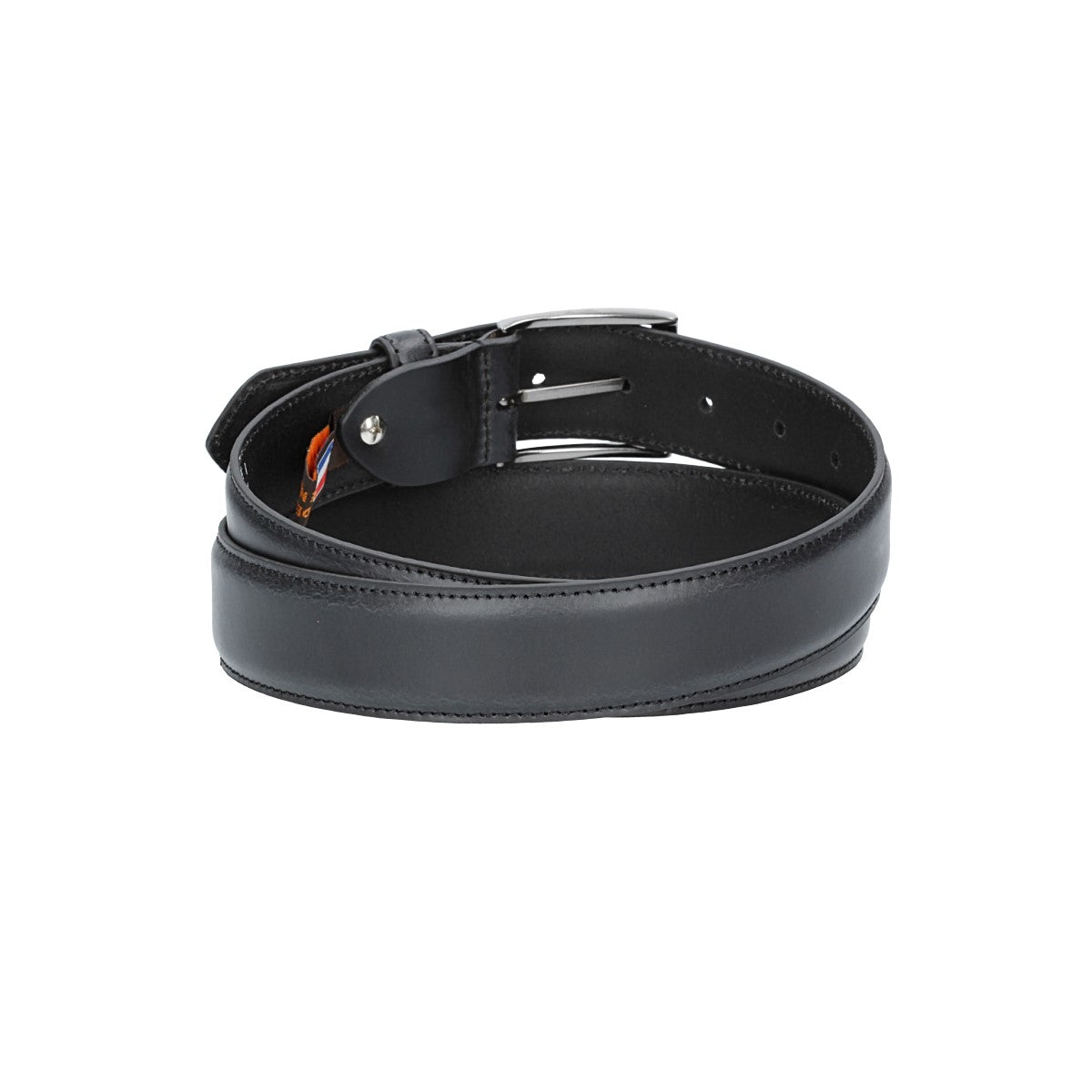 Herren-|Anzugsgürtel 35mm in Schwarz abgenäht aus Vollrindleder bombiert - leder-accessoires.com