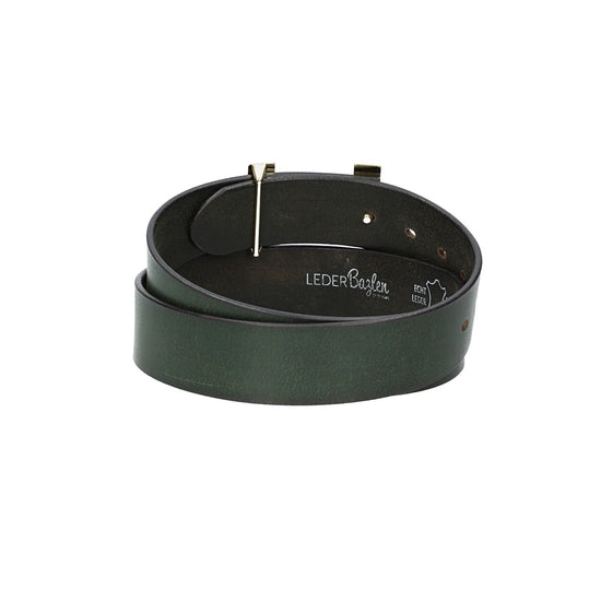 Ledergürtel Grün 40mm mit H-Schließe in Gold - leder-accessoires.com