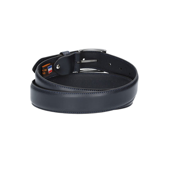 Herren-|Anzugsgürtel 35mm abgenäht in Blau|Marine aus Leder - leder-accessoires.com