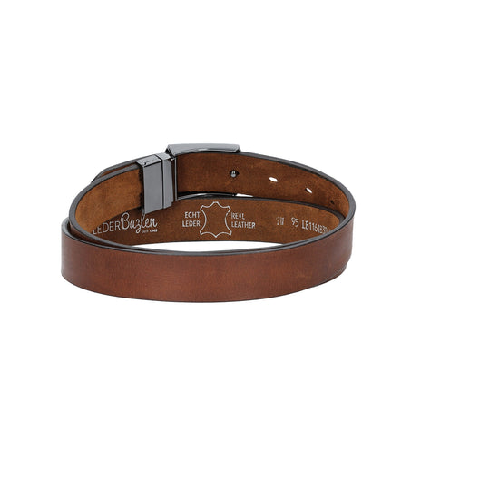 Ledergürtel Cognac 30mm mit Koppelschließe in glänzend Schwarz - leder-accessoires.com