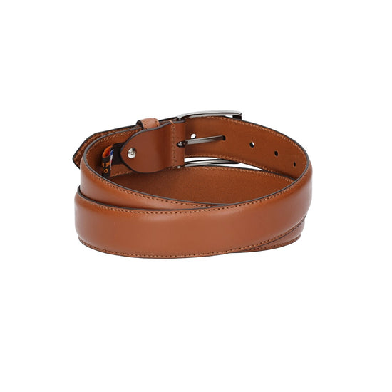 Herren-|Anzugsgürtel 35mm in Cognac abgenäht aus Vollrindleder bombiert - leder-accessoires.com