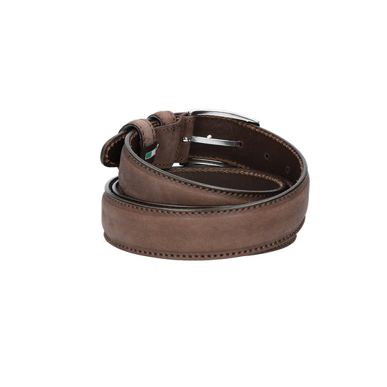 Herren-|Anzugsgürtel 35mm matt abgenäht in Braun aus Leder - leder-accessoires.com