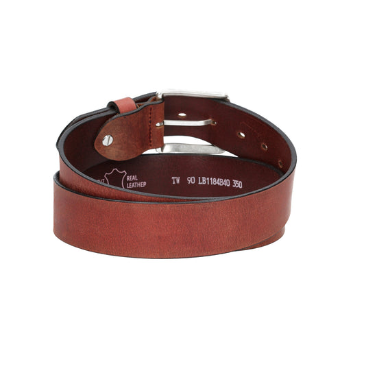 Ledergürtel Rot 40mm mit Dornschließe in Silber - leder-accessoires.com