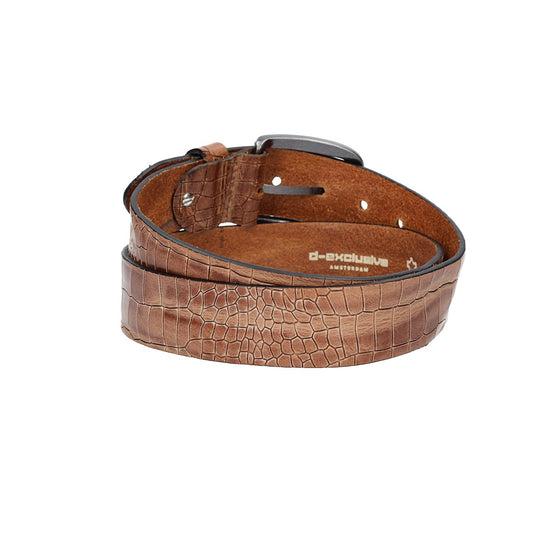Ledergürtel 40mm in Cognac mit Kroko-Optik und dunkler Schließe - leder-accessoires.com