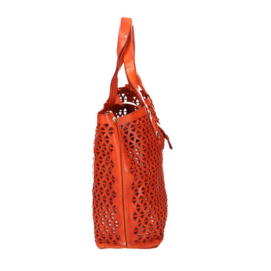Campomaggi Ledershopper "Malibù“ in Orange mit Lochmuster - leder-accessoires.com