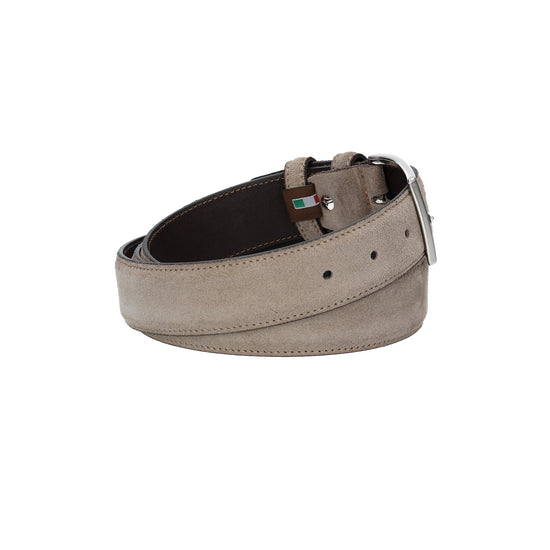 Herren-|Anzugsgürtel 35mm Nappa abgenäht in Taupe aus Leder - leder-accessoires.com
