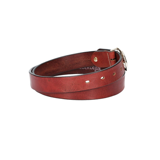 Ledergürtel 30mm in Rot mit GG-Schließe in Light Gold - leder-accessoires.com