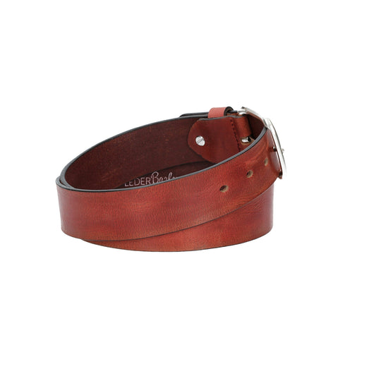 Ledergürtel Rot 40mm mit Dornschließe in Silber - leder-accessoires.com