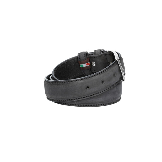 Herren-|Anzugsgürtel 35mm matt abgenäht in Schwarz aus Leder - leder-accessoires.com