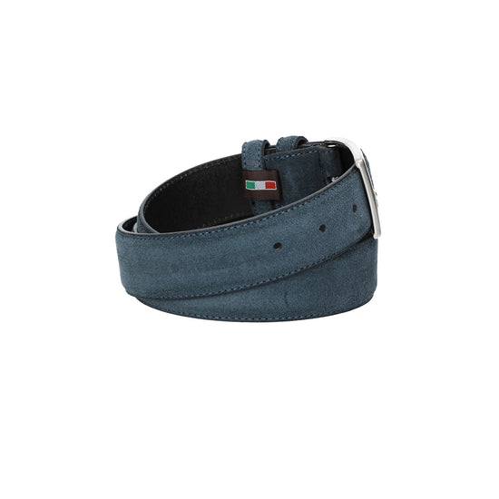 Herren-|Anzugsgürtel 35mm Nappa abgenäht in Blau|Marine aus Leder - leder-accessoires.com