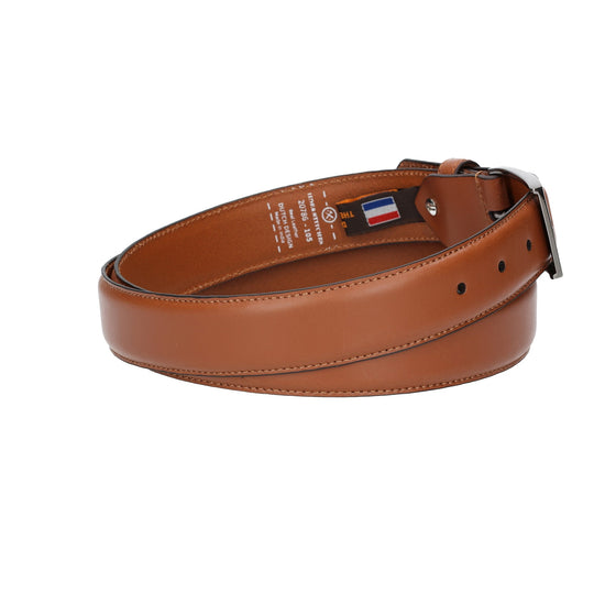 Herren-|Anzugsgürtel 35mm abgenäht in Cognac aus Leder - leder-accessoires.com