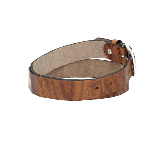 Ledergürtel Cognac 30mm gecrashed mit Dornschließe in Silber - leder-accessoires.com