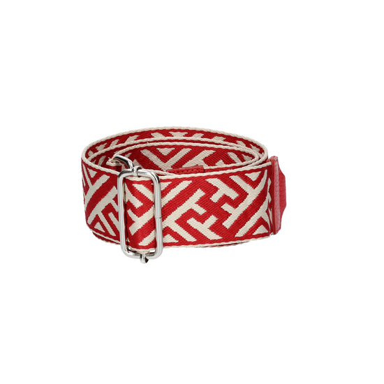 Taschenriemen|Wechselriemen Rot|Gemustert mit Karabiner Silber - leder-accessoires.com