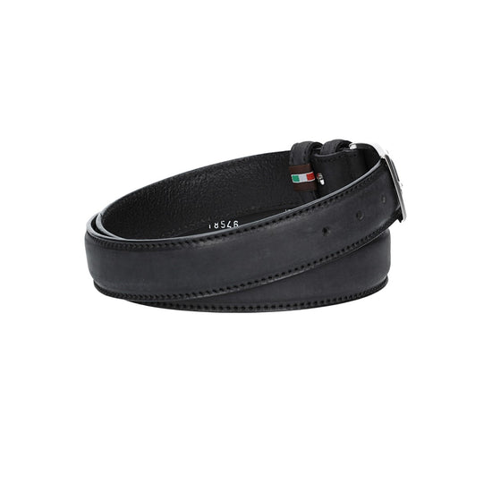 Herren-|Anzugsgürtel 35mm Schwarz abgenäht bombiert - leder-accessoires.com