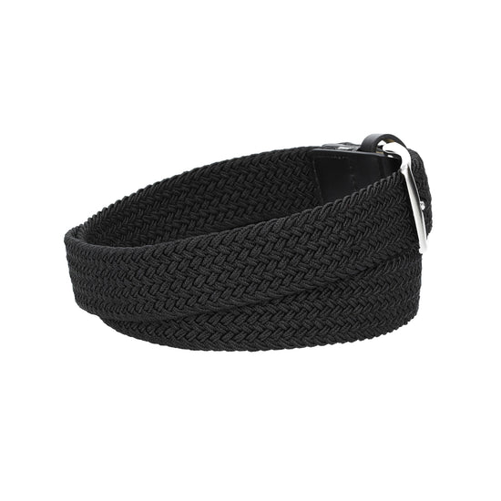 Stretchgürtel|Bandgürtel 35mm in Schwarz mit Dornschließe und Lederspitze - leder-accessoires.com