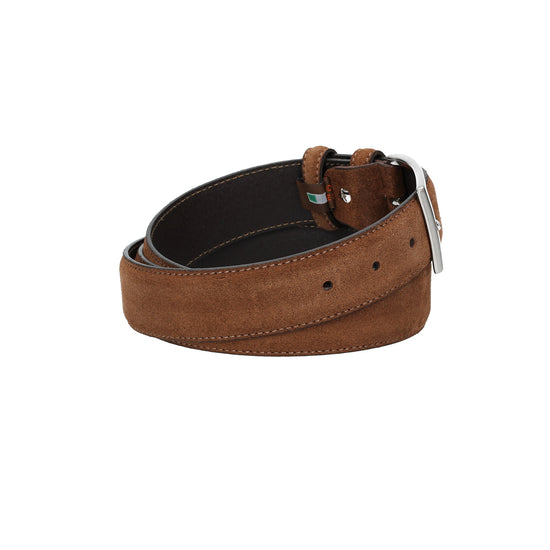 Herren-|Anzugsgürtel 35mm Nappa abgenäht in Cognac aus Leder - leder-accessoires.com