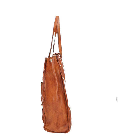 Campomaggi Shopper „Giove“ aus cognacfarbenem Leder - leder-accessoires.com