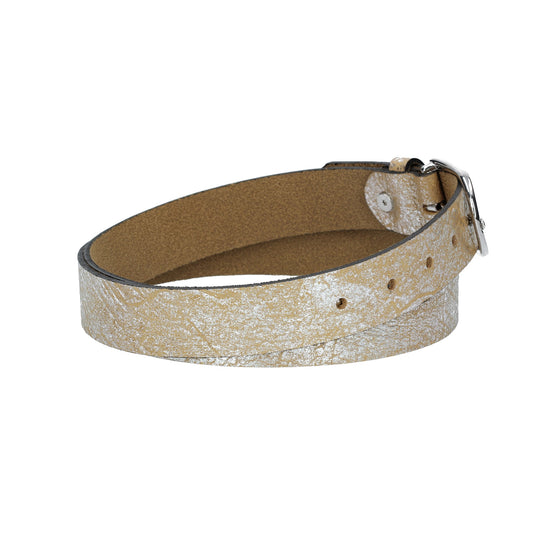 Ledergürtel Gold|Beige 30mm mit Dornschließe in Silber - leder-accessoires.com