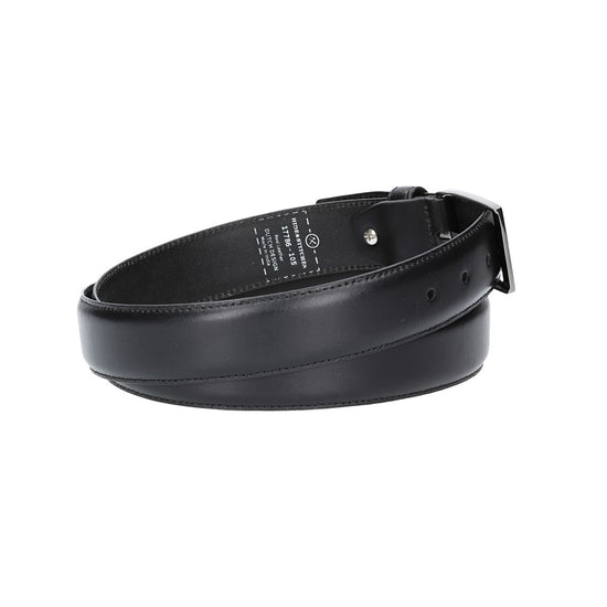 Herren-|Anzugsgürtel 35mm bombiert und abgenäht in Schwarz mit Dornschließe - leder-accessoires.com