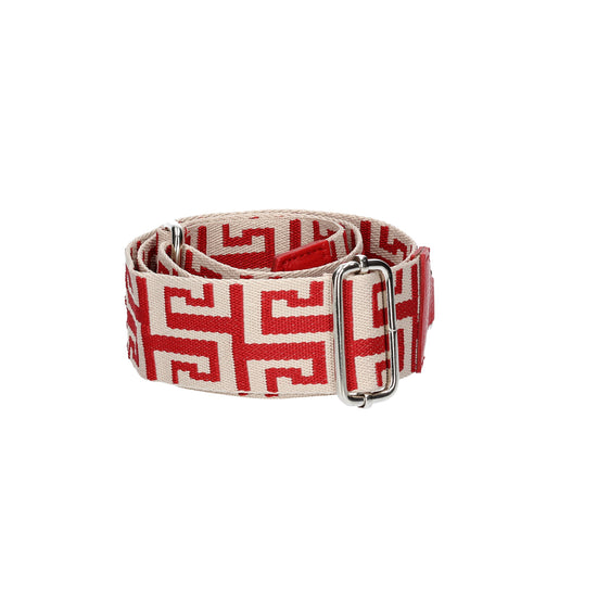 Taschenriemen|Wechselriemen Rot|Beige mit Karabiner Silber - leder-accessoires.com