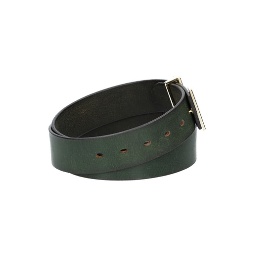 Ledergürtel Grün 40mm mit H-Schließe in Gold - leder-accessoires.com