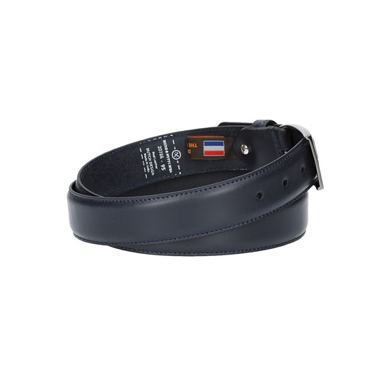 Herren-|Anzugsgürtel 35mm abgenäht in Blau|Marine aus Leder - leder-accessoires.com