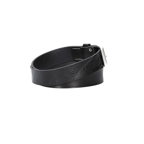 Hochwertiger Ledergürtel 35mm in Schwarz mit rustikaler Schließe in Silber - leder-accessoires.com