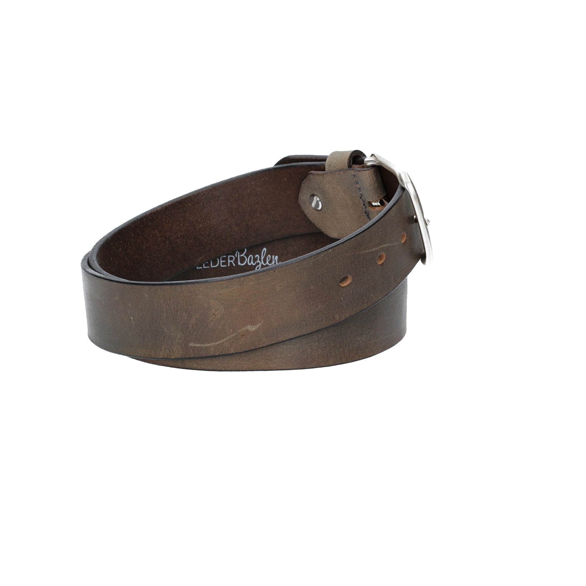 Ledergürtel Grau 40mm mit Dornschließe in Silber - leder-accessoires.com