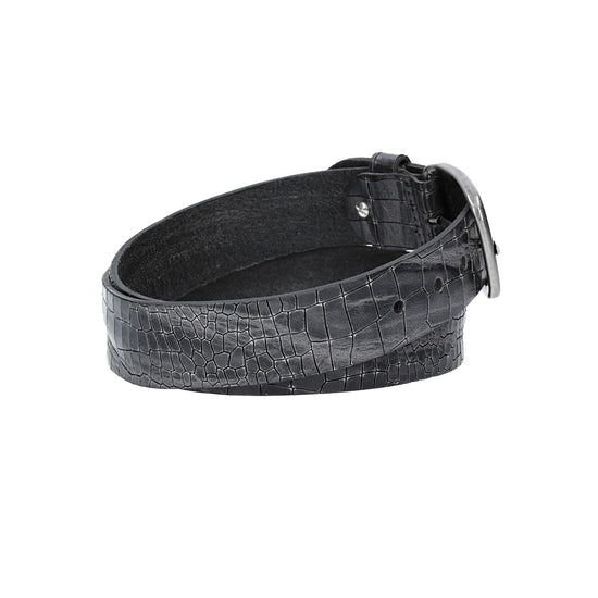 Ledergürtel 40mm in Anthrazit mit Kroko-Optik und dunkler Schließe - leder-accessoires.com
